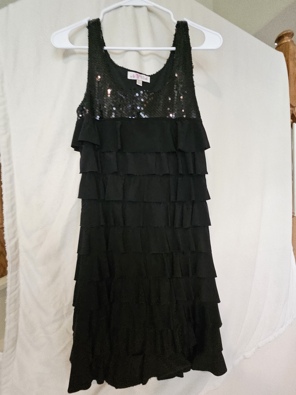 Med As U Wish Black Sequin Ruffled Maxi Dress